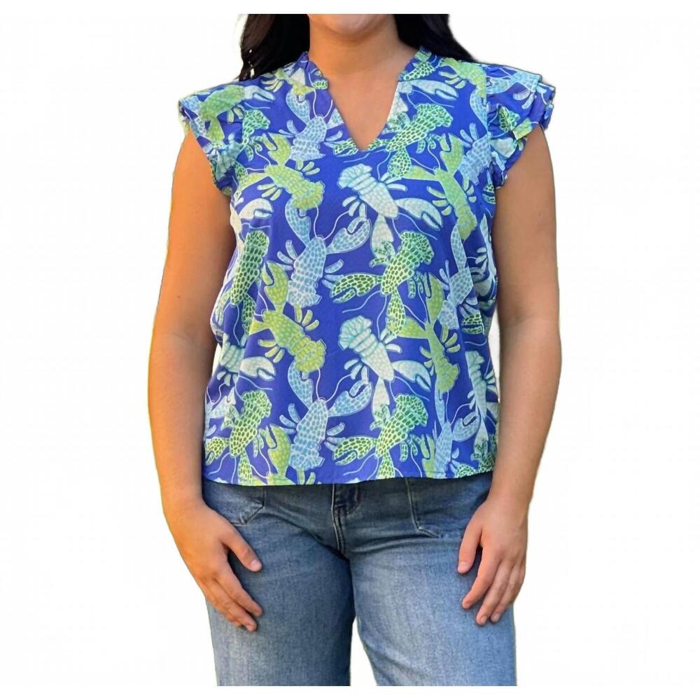 NEW MARY SQUARE leigh v-neck top in blue
